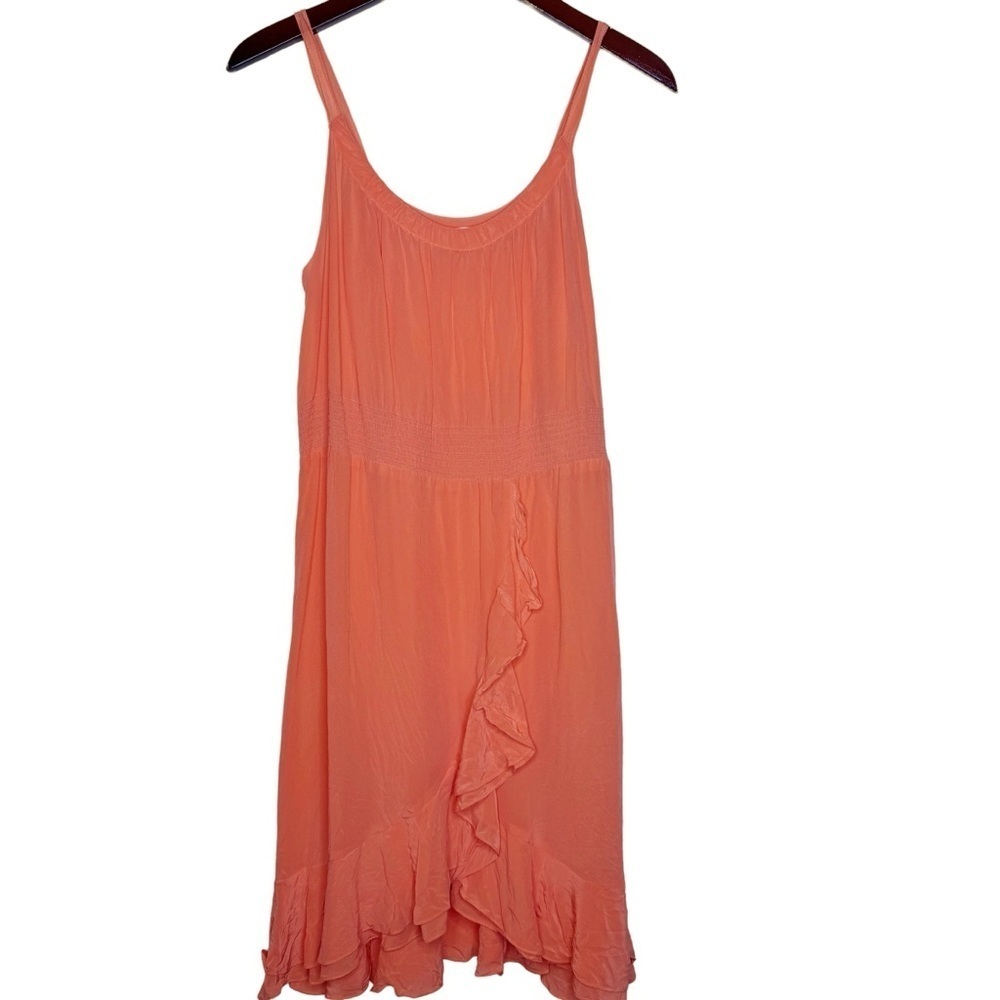 REBECCA TAYLOR Silk Sleeveless Ruffle Front Dress Size 4 in Light Coral